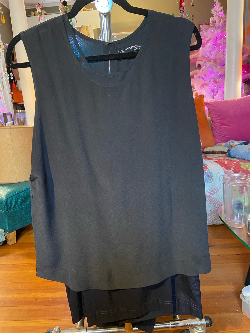 AllSaints Black Layered Sleeveless Tank Top dress